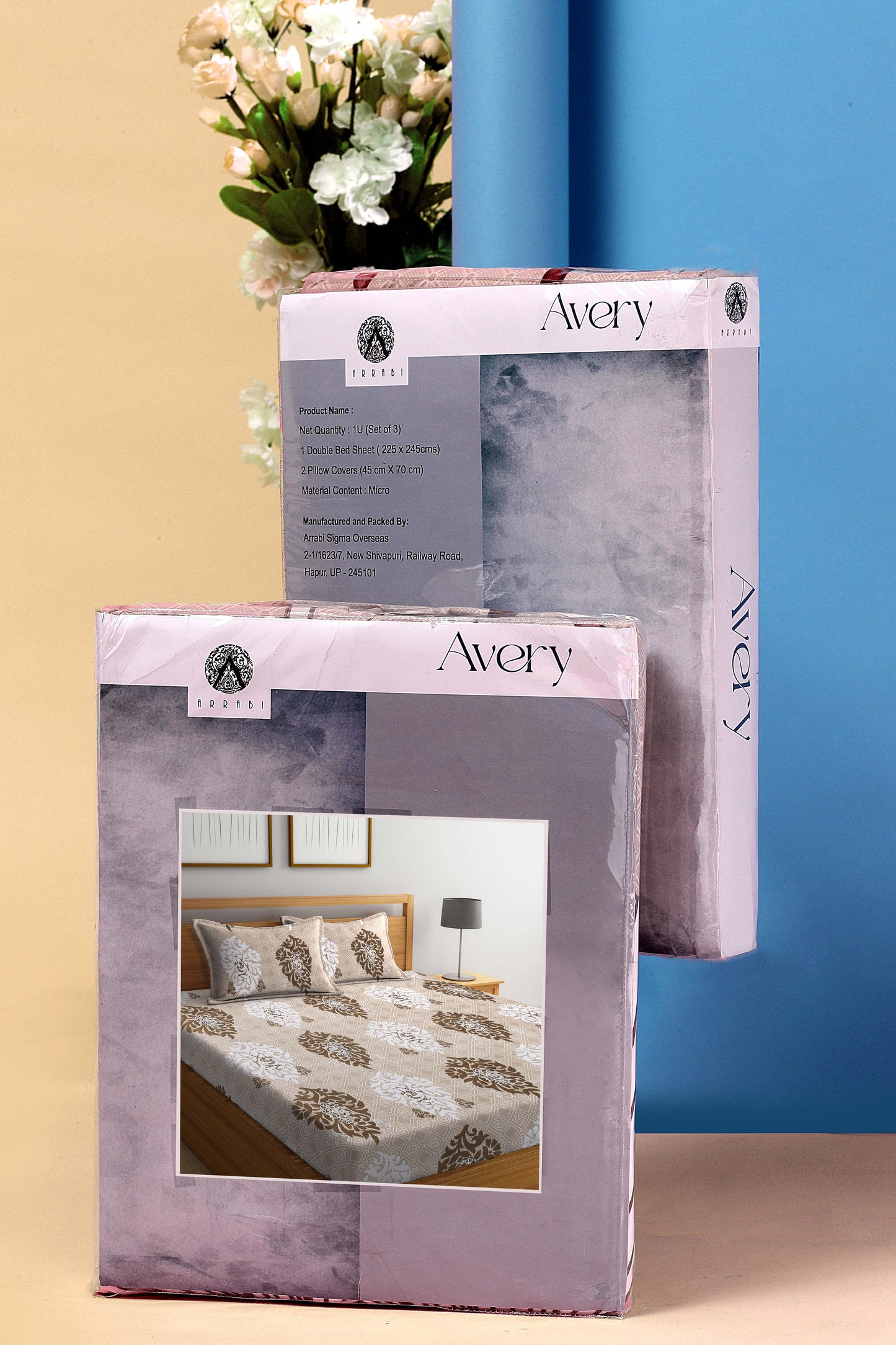 Arrabi Brown Indian TC Cotton Blend King Size Bookfold Bedsheet with 2 Pillow Covers (250 X 215 cm)