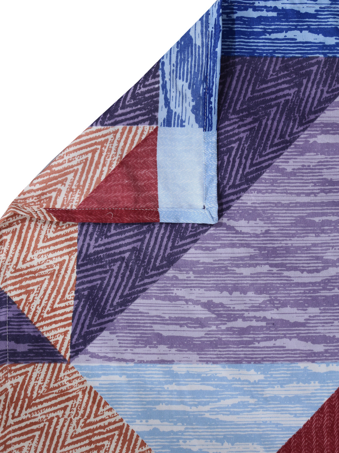 Arrabi Multi Geometric TC Cotton Blend King Size Bookfold Bedsheet with 2 Pillow Covers (250 X 220 cm)