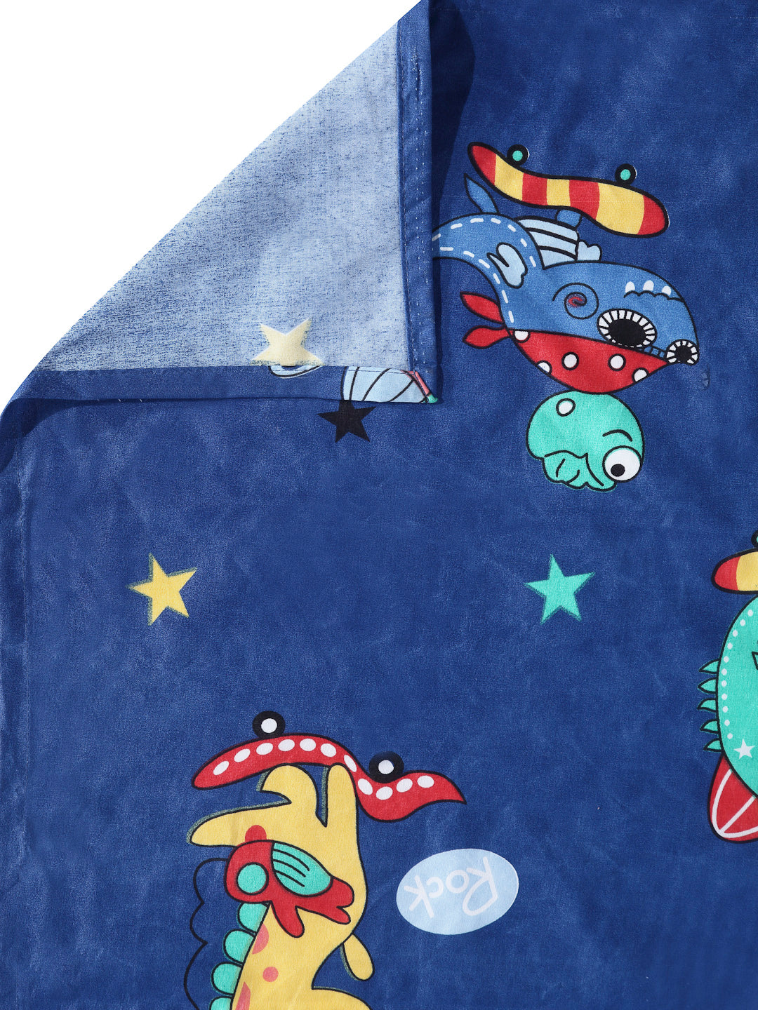 Arrabi Blue Cartoon TC Cotton Blend King Size Bookfold Bedsheet with 2 Pillow Covers (250 X 220 cm)