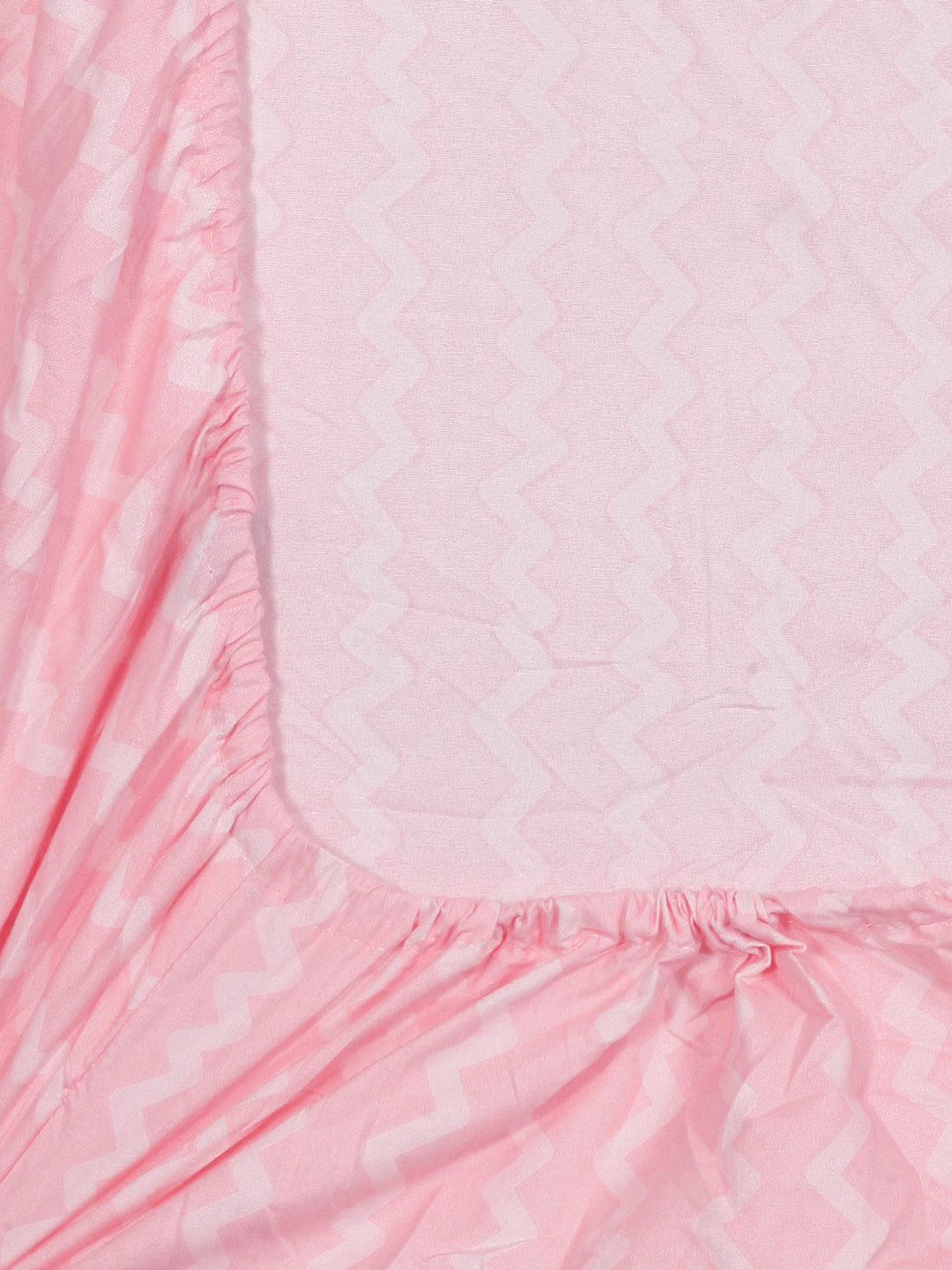 Arrabi Pink Stripes TC Cotton Blend Single Size Fitted Bedsheet with 1 Pillow Cover (215 X 150 cm)