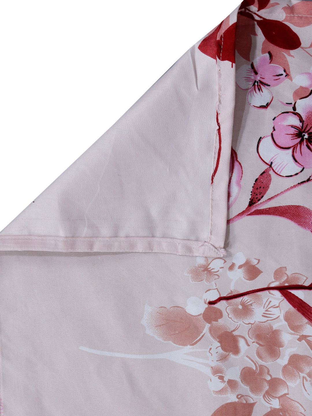 Arrabi Multi Floral TC Cotton Blend Super King Size Bookfold Bedsheet with 2 Pillow Covers (270 X 260 cm)
