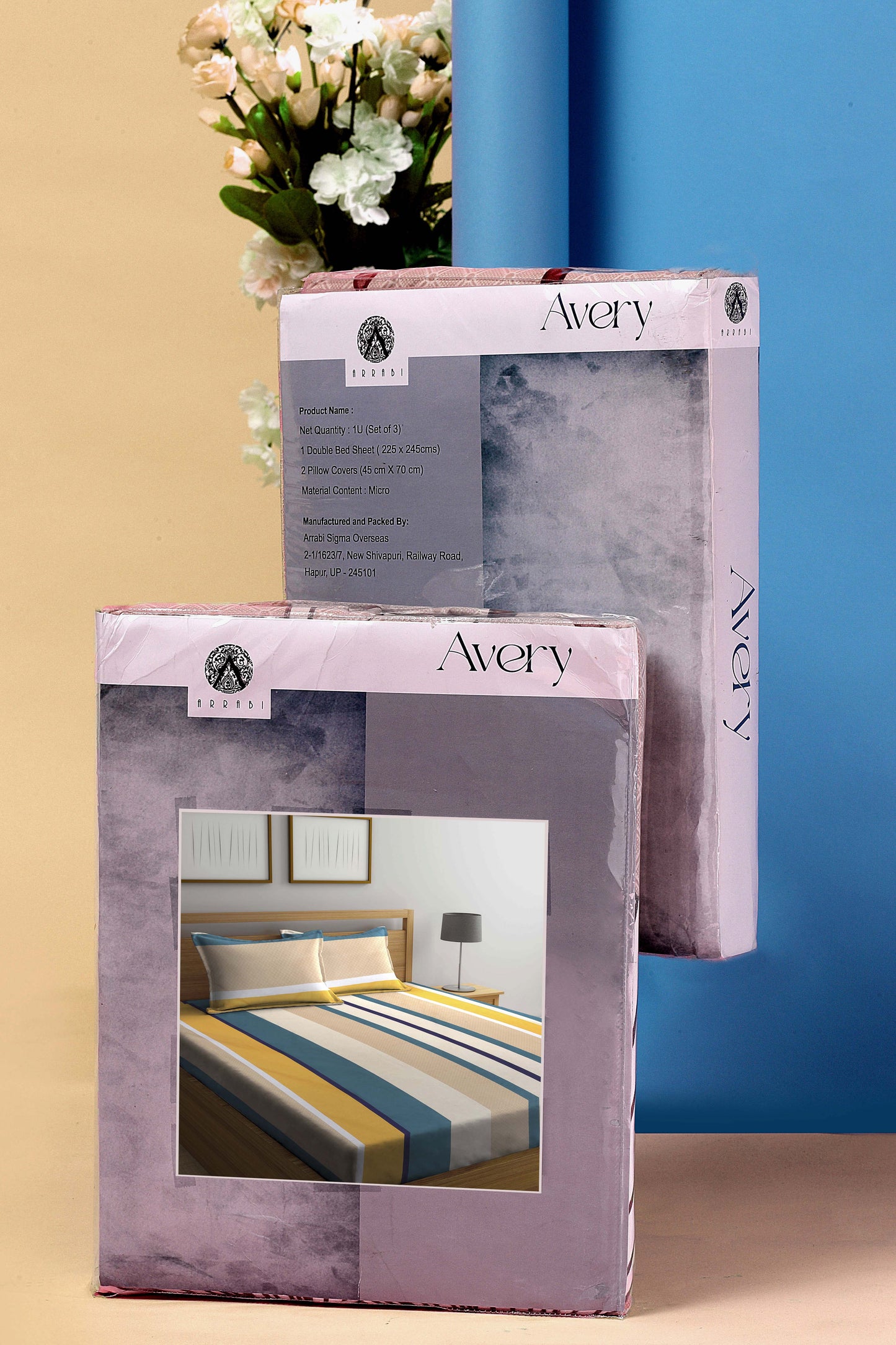 Arrabi Multi Stripes TC Cotton Blend King Size Bookfold Bedsheet with 2 Pillow Covers (250 X 220 cm)