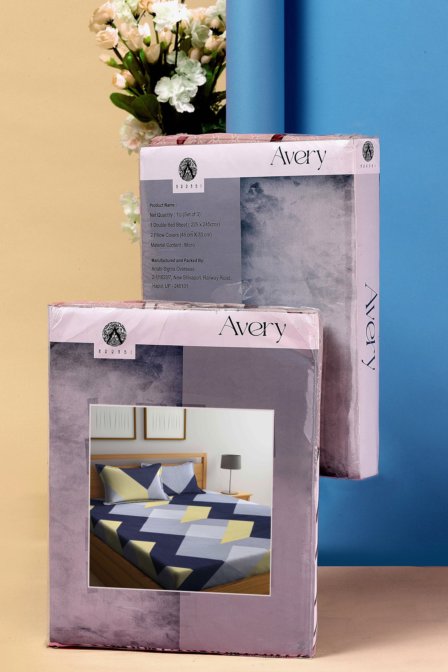 Arrabi Multi Graphic TC Cotton Blend King Size Bookfold Bedsheet with 2 Pillow Covers (250 X 220 cm)