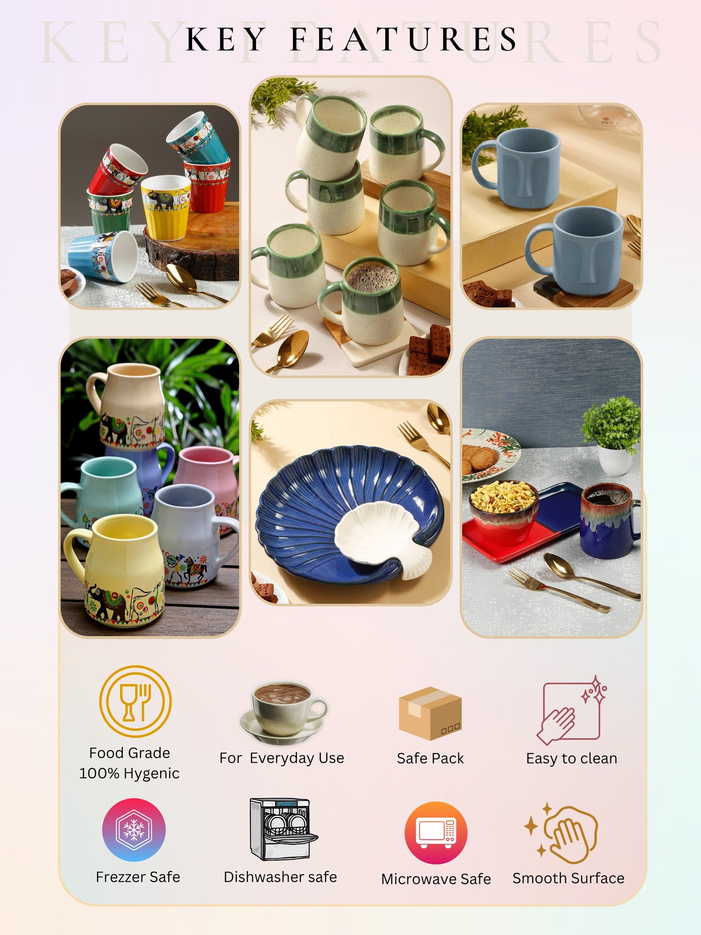 Solid Stoneware Matte Face Mugs