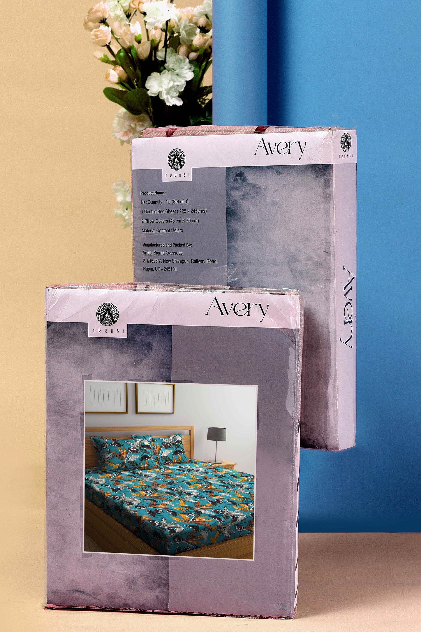 Arrabi Multi Leaf TC Cotton Blend King Size Bookfold Bedsheet with 2 Pillow Covers (250 X 220 cm)