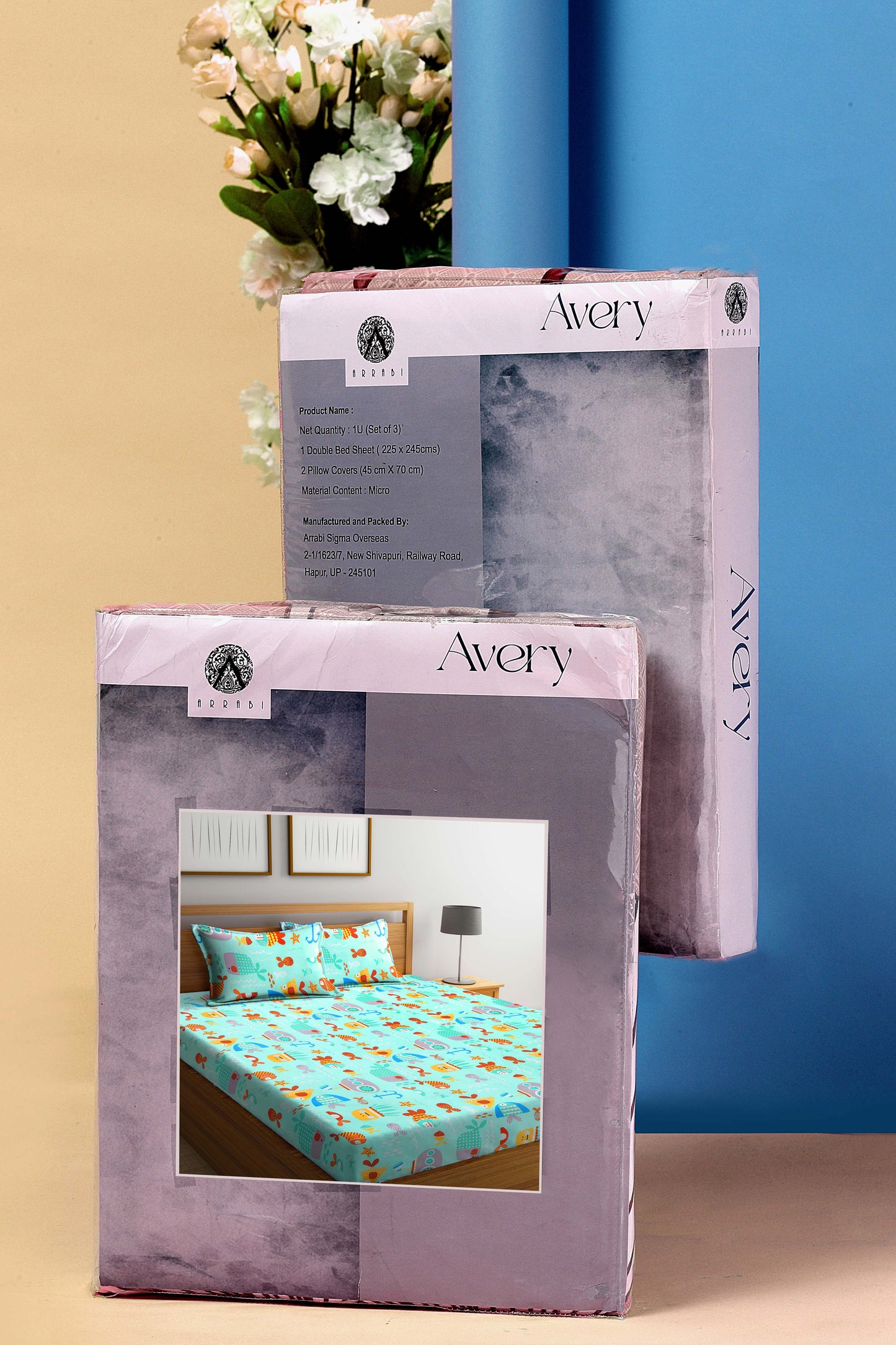Arrabi Multi Cartoon TC Cotton Blend King Size Bookfold Bedsheet with 2 Pillow Covers (250 X 220 cm)