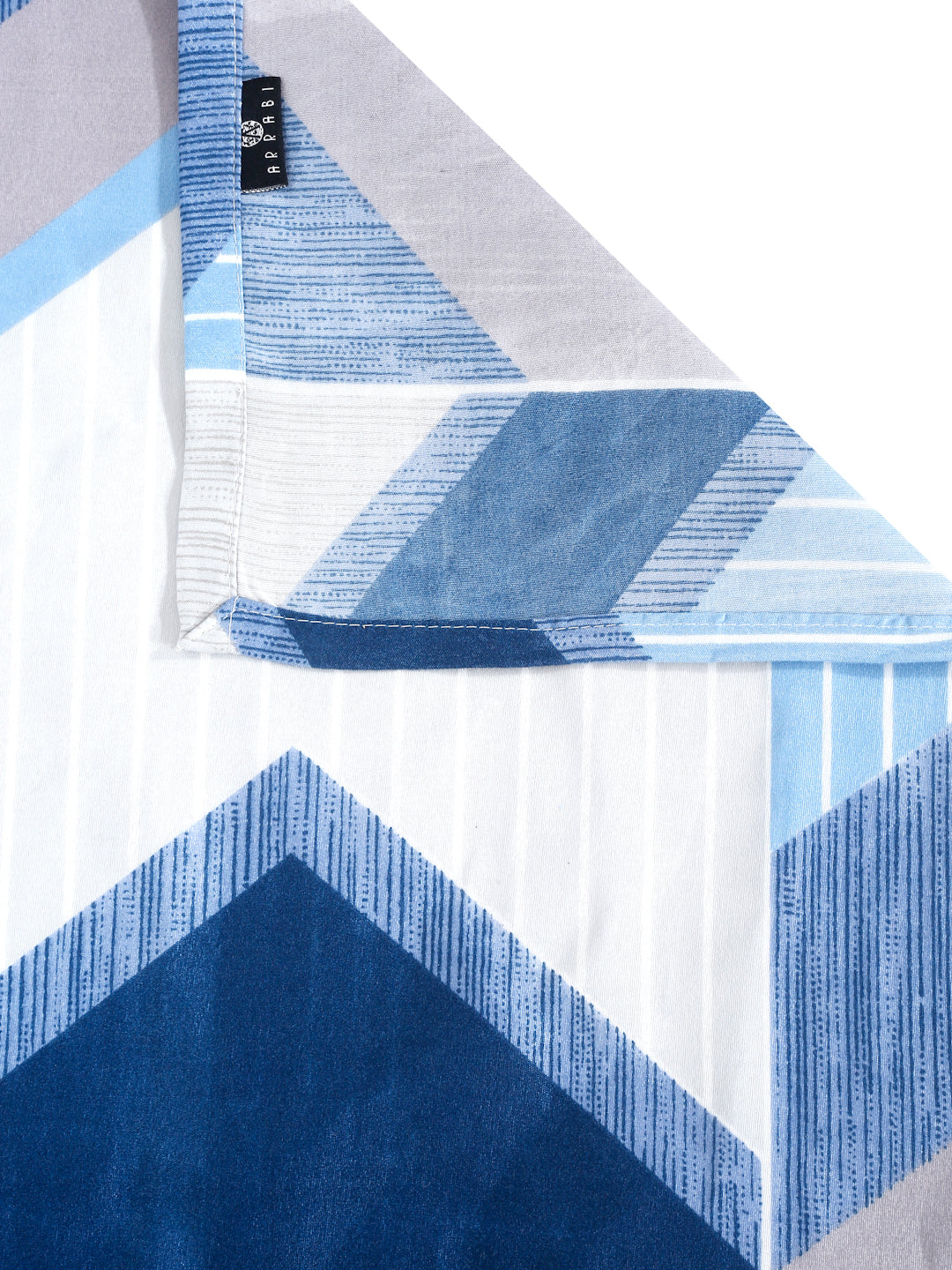 Arrabi Blue Geometric TC Cotton Blend King Size Bedsheet with 2 Pillow Covers (250 x 215 cm)