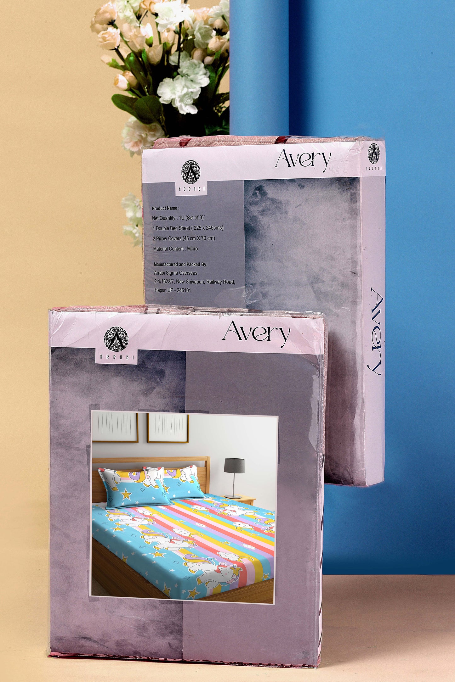 Arrabi Multi Cartoon TC Cotton Blend King Size Bookfold Bedsheet with 2 Pillow Covers (250 X 220 cm)