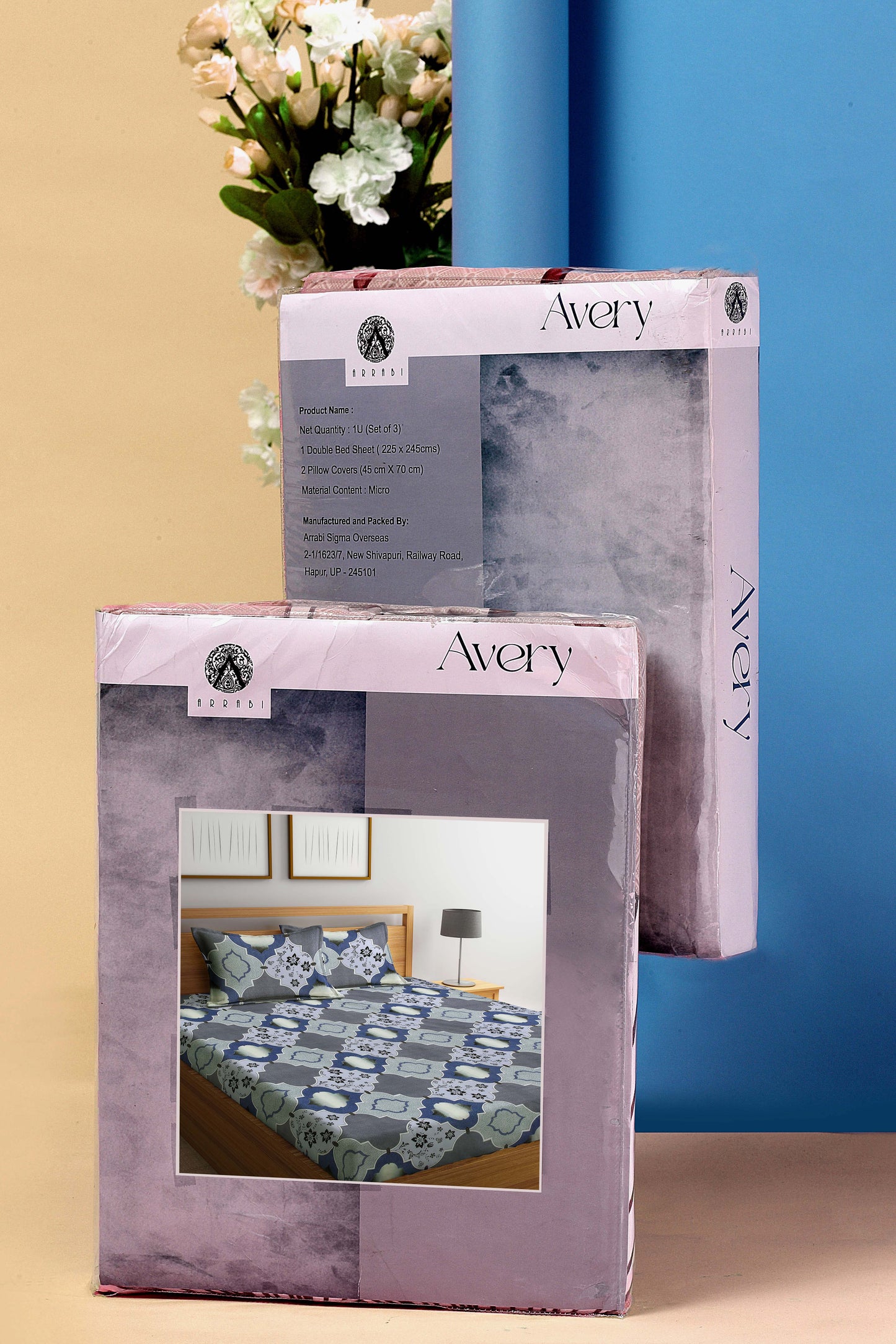 Arrabi Multi Graphic TC Cotton Blend King Size Bookfold Bedsheet with 2 Pillow Covers (250 X 220 cm)