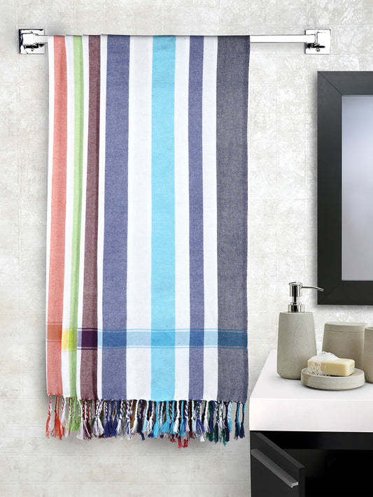 Arrabi Multi Striped Handwoven Cotton Bath Towel (Set of 4) (150 X 75 Cm)