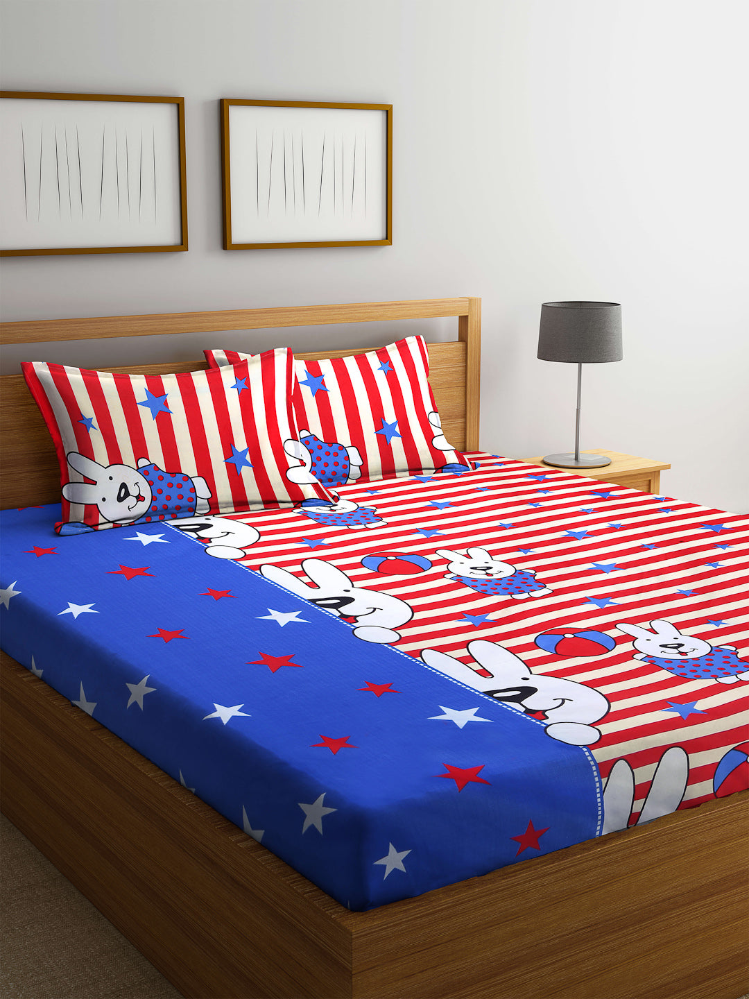 Kid's Special King Size Cotton Blend Bed Sheet Set with 2 Pillow Covers by Arrabi® (250 x 225 cm)