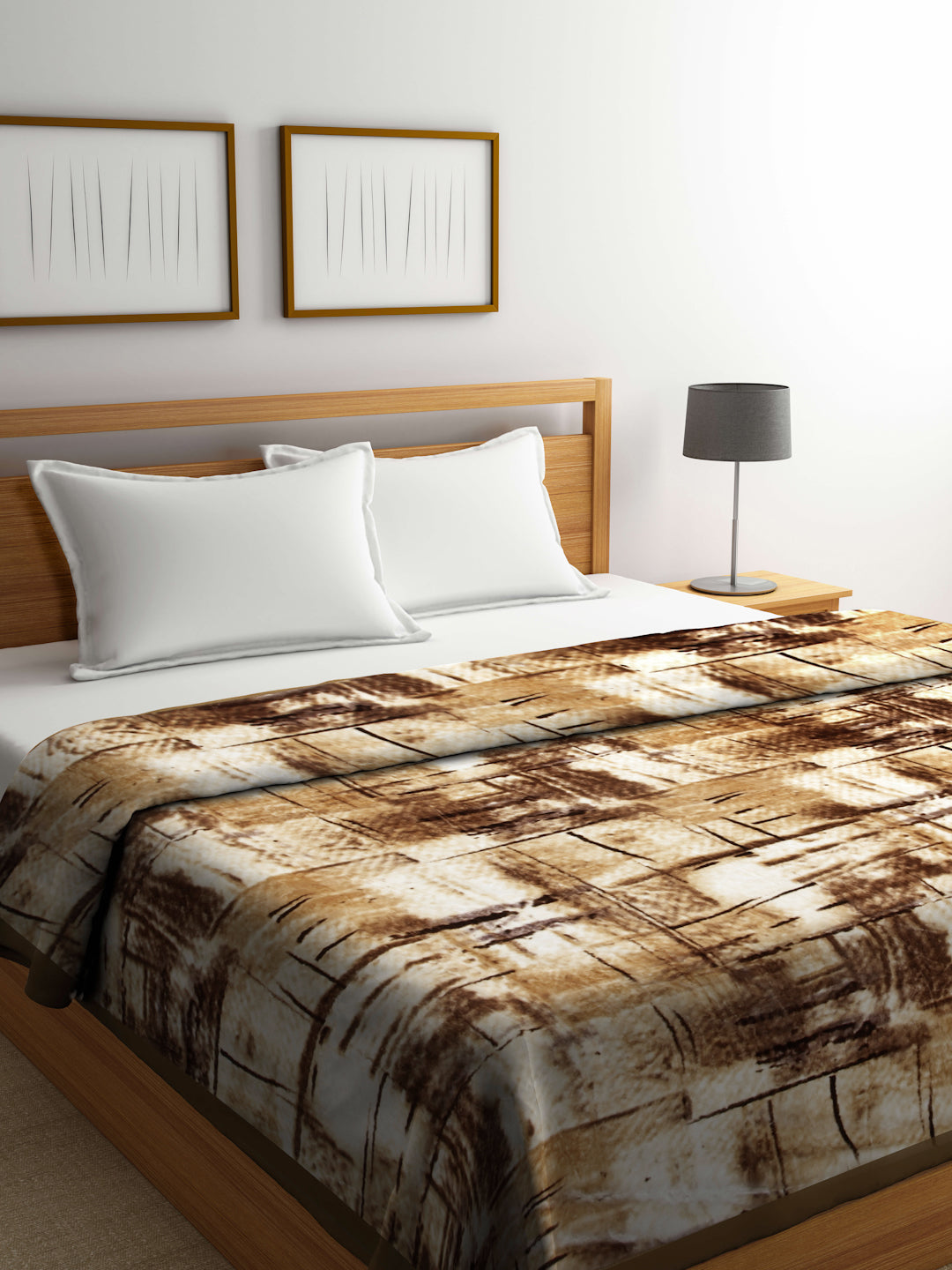 Arrabi Multi Abstract Wool Blend 950 GSM Full Size Double Bed Blanket (220 X 200 cm)