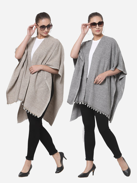 Arrabi Multi Solid Cotton Chenille Full Size 2 Shrug (Pack of 2) (160 x 100 cm)