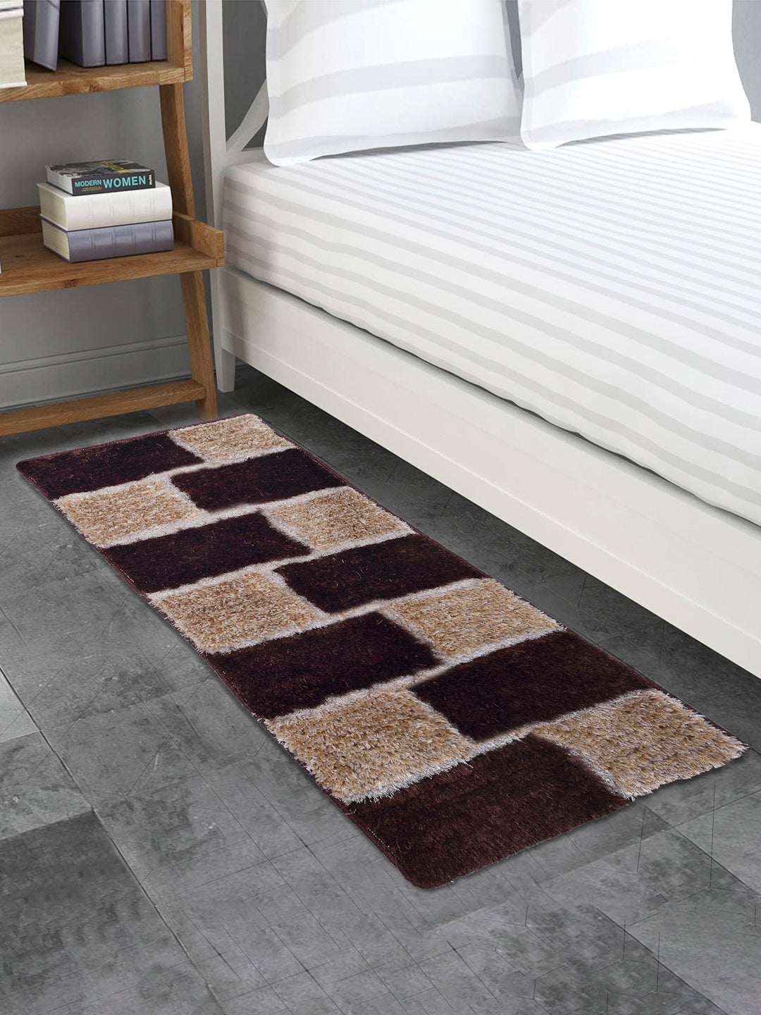 Arrabi Brown Solid Polyester Full Size Bed  Runner (137 X 55 cm)