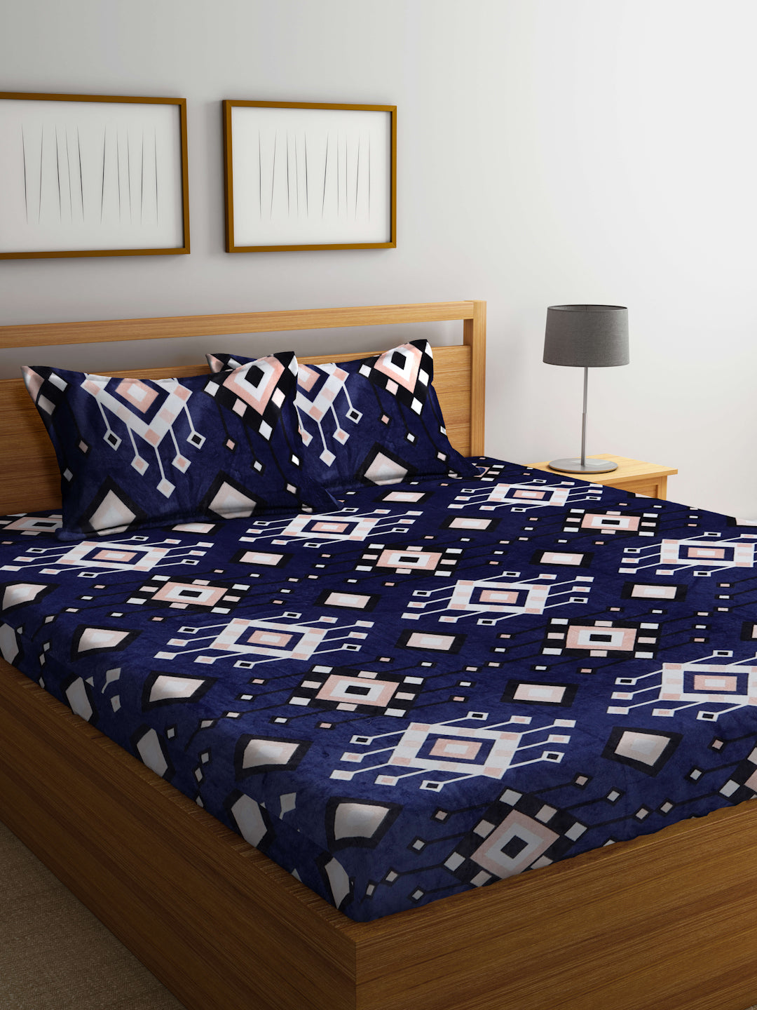 ARRABI® King Size Winter Woolen Bedsheet with 2 Pillow Covers (235 X 215 cm)