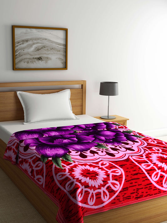 Arrabi Multi Floral Polyester 950 GSM Full Size Single Bed Blanket (215 X 150 cm)
