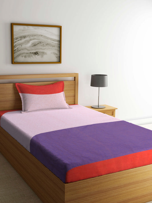 Arrabi Multi Stripes Handwoven Cotton Single Size Bedsheet with 1 Pillow Cover ( 225 X 150 cm)