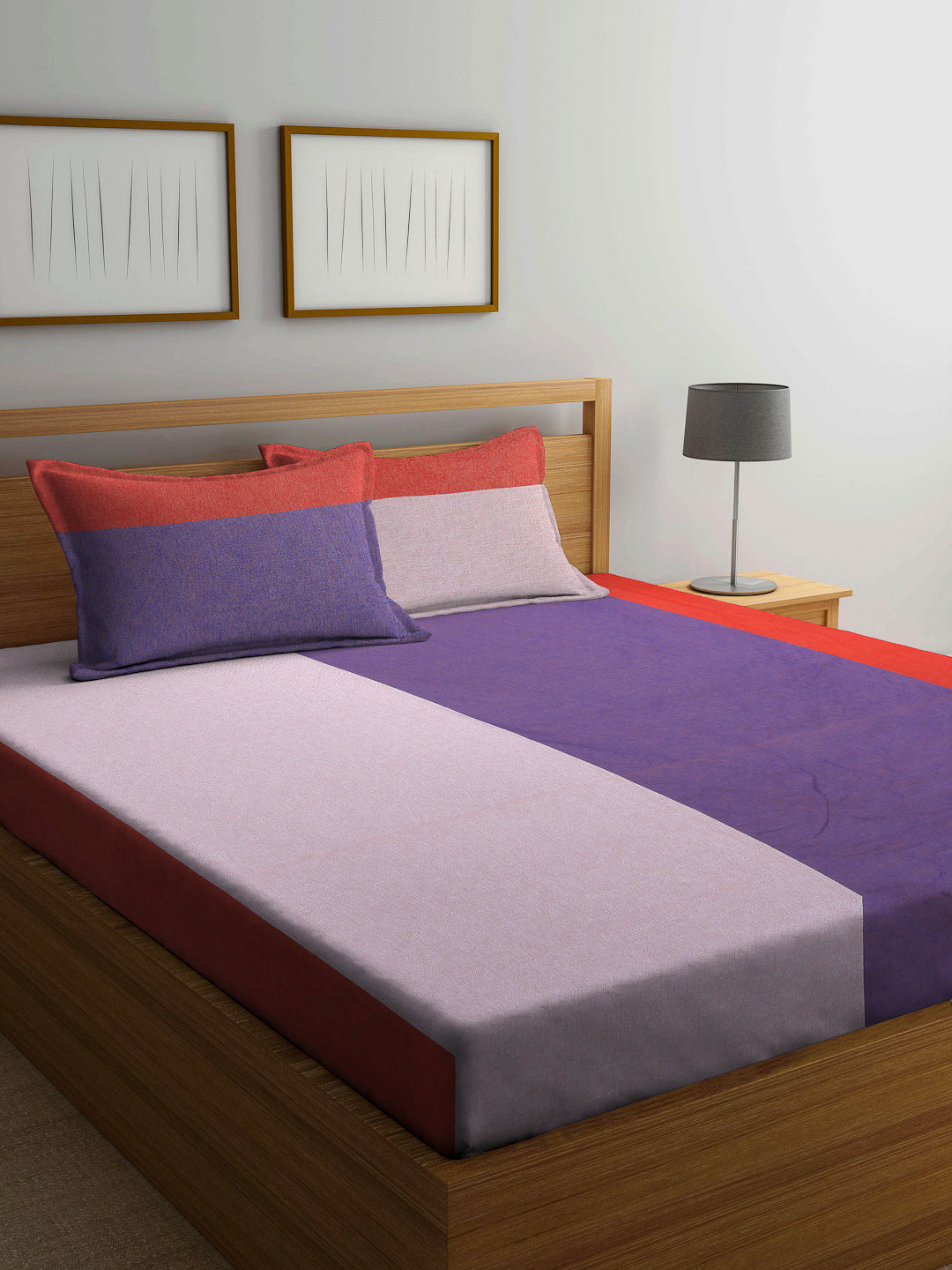 ARRABI® Handwoven Pure Cotton King Size Bedsheets with 2 Pillow Covers (260 X 230 cm)