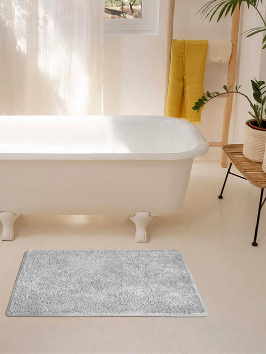 Arrabi Grey Solid Polyester Full Size Foam Bath Mat (85 X 50 cm)