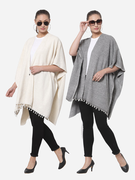 Arrabi Multi Solid Cotton Chenille Full Size 2 Shrug (Pack of 2) (160 x 100 cm)
