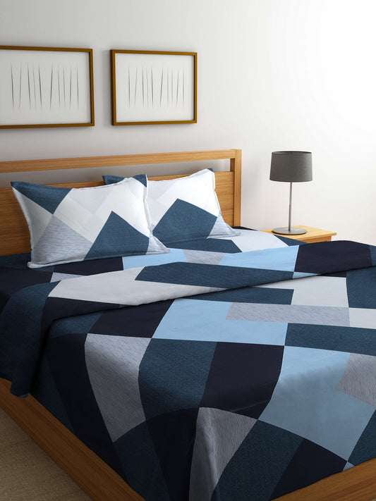 Arrabi Multi Geometric TC Cotton Blend Double Size Comforter Bedding Set with 2 Pillow Cover