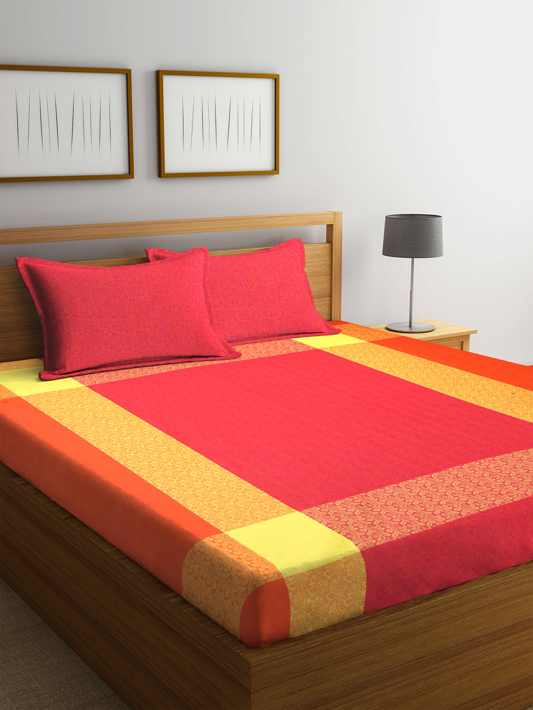 ARRABI® Handwoven Pure Cotton King Size Bedsheets with 2 Pillow Covers (260 X 230 cm)