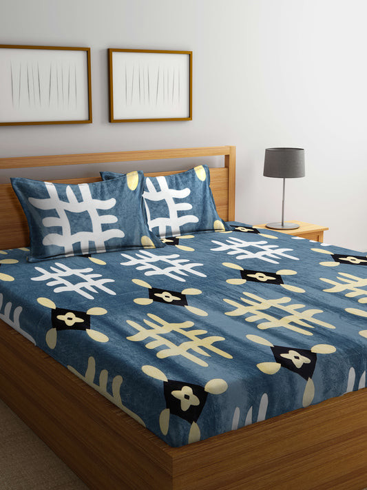 ARRABI® King Size Winter Woolen Bedsheet with 2 Pillow Covers (235 X 215 cm)