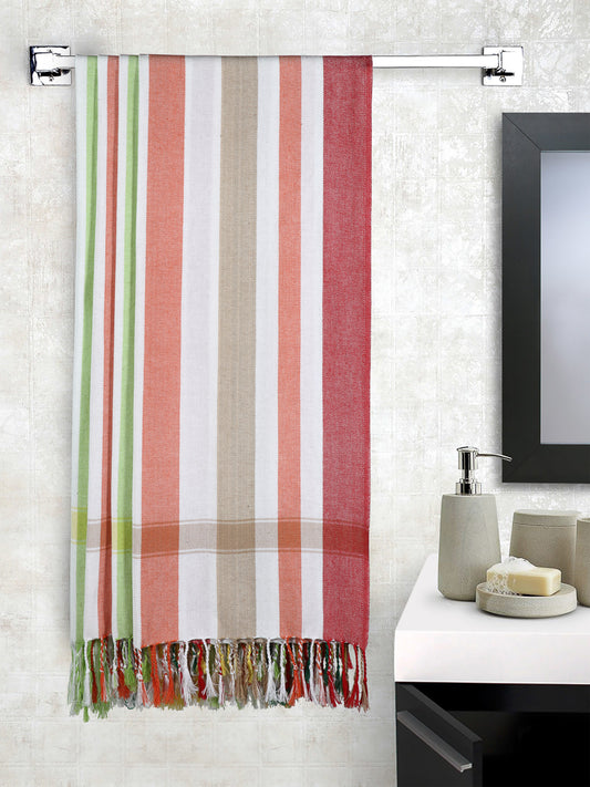 Arrabi Multi Striped Handwoven Cotton Bath Towel (Set of 4) (150 X 75 Cm)