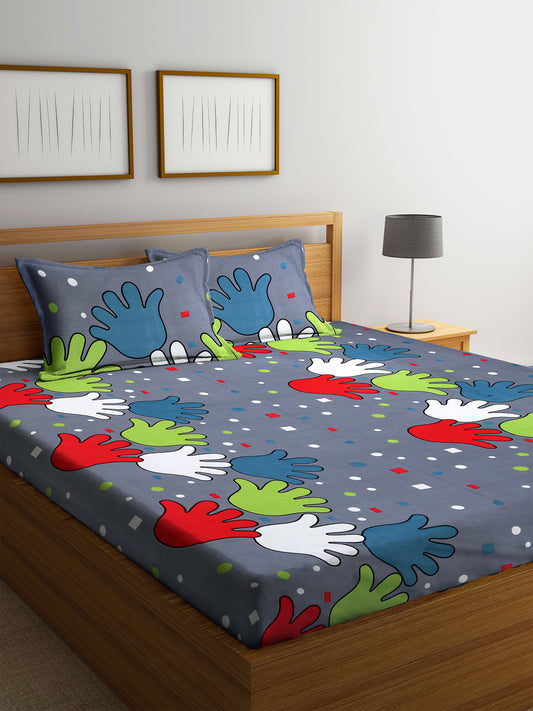 Kid's Special King Size Cotton Blend Bed Sheet Set with 2 Pillow Covers by Arrabi® (250 x 225 cm)