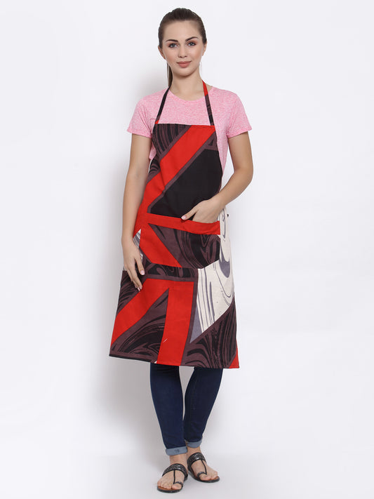 Arrabi Multi Graphic Cotton Blend Apron With 2 Patch Pocket (85 x 70 cm)