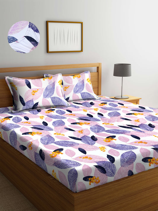 ARRABI® King Size Elastic Fitted Bedsheet with Two Pillow Covers (250 x 225 cm) (Luxury Collection)