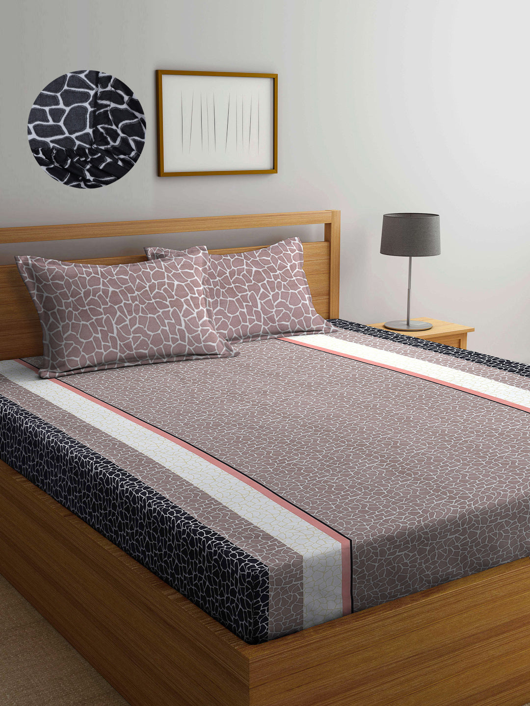 ARRABI® Super King Size Elastic Fitted Bedsheet with Two Pillow Covers (260 x 260 cm) (Luxury Collection)