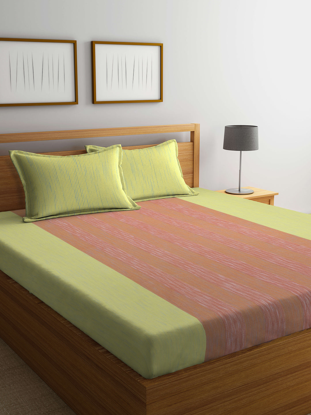 ARRABI® Handwoven Pure Cotton King Size Bedsheets with 2 Pillow Covers (260 X 230 cm)