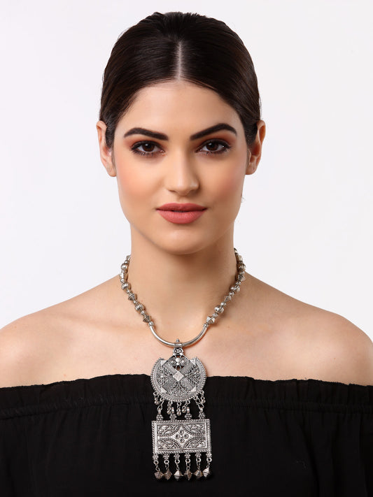Arrabi Metallic Oxidised Necklace (30 cm)