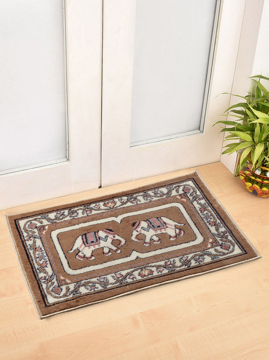 Arrabi Brown Indian Synthetic Full Size Floor Mat (60 X 40 cm) (Pack of 2)