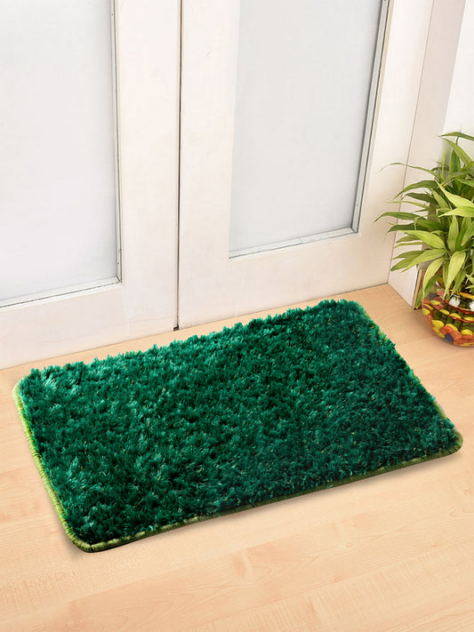 Arrabi Green Solid Synthetic Full Size Floor Mat (60 X 40 cm) (Pack of 2)