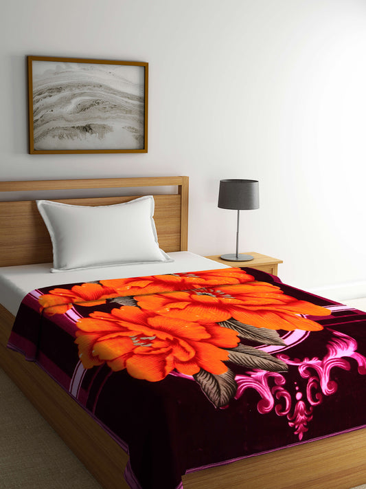 Arrabi Multi Floral Polyester 950 GSM Full Size Single Bed Blanket (215 X 150 cm)