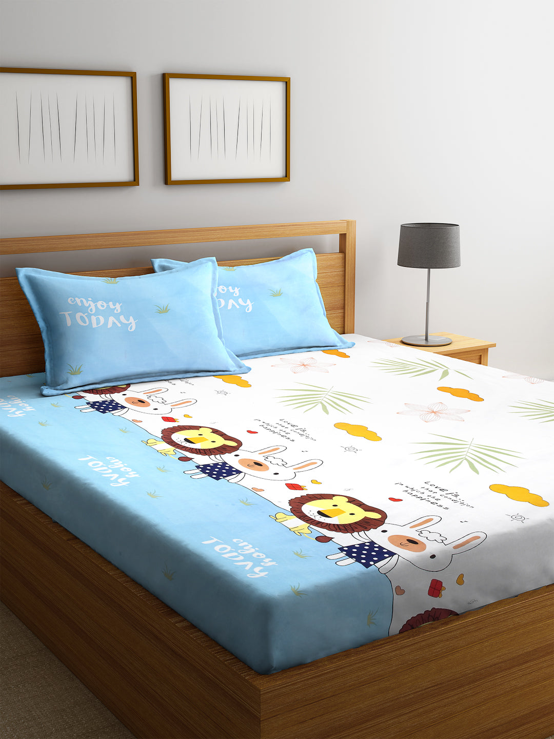 Kid's Special King Size Cotton Bed Sheet Set with 2 Pillow Covers by Arrabi® (250 x 220 cm)
