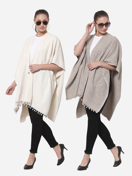 Arrabi Multi Solid Cotton Chenille Full Size 2 Shrug (Pack of 2) (160 x 100 cm)