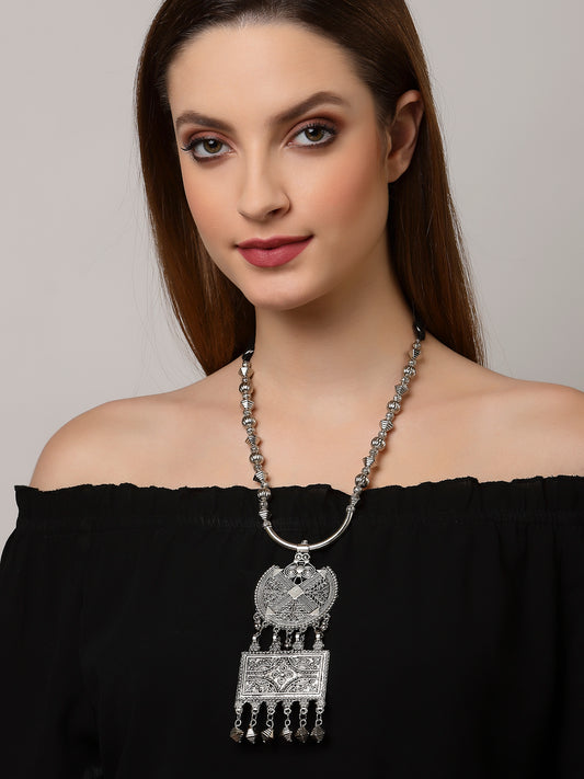 Arrabi Metallic Oxidised Necklace (30 cm)