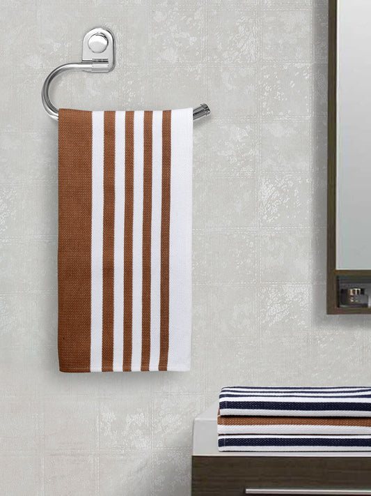 Arrabi Multi Stripes Handwoven Cotton Hand Towel (Set of 4) (85 X 35 cm)
