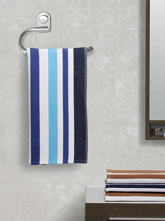 Arrabi Multi Stripes Handwoven Cotton Hand Towel (Set of 4) (85 X 35 cm)