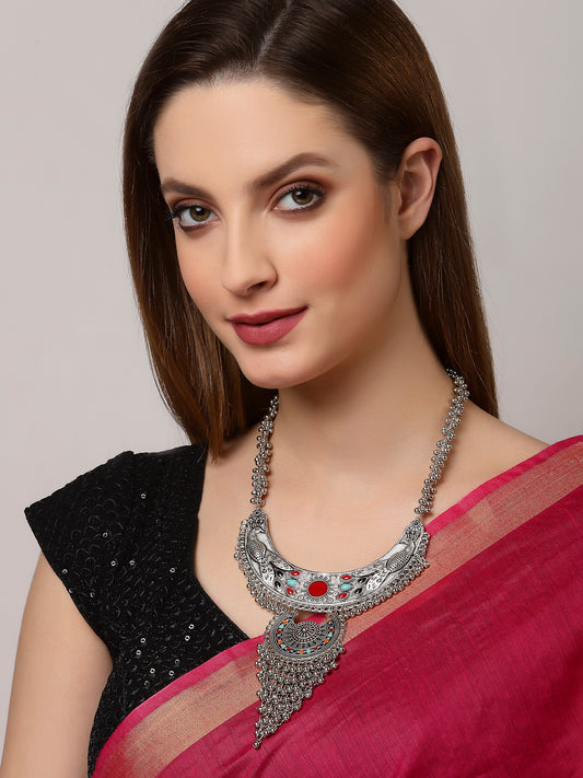 Arrabi Metallic Oxidised Necklace (30 cm)