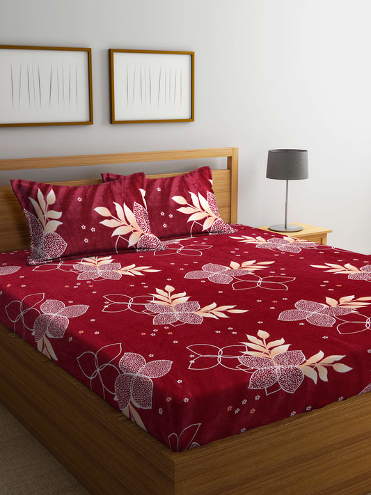 ARRABI® King Size Winter Woolen Bedsheet with 2 Pillow Covers (235 X 215 cm)