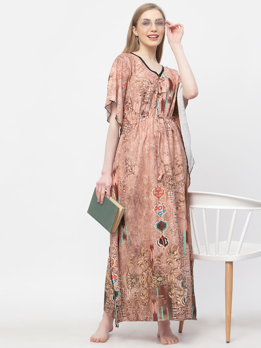 Arrabi Women Multi Abstract Kaftan Dress