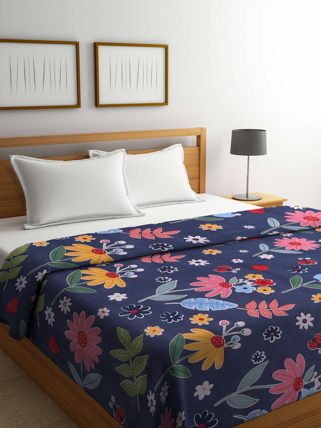 Arrabi Grey Floral TC Cotton Blend 350 GSM Double Size Comforter (240 x 215 cm)