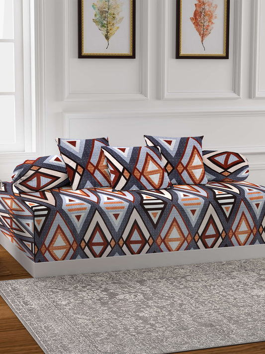 Arrabi Multi Set of 6 Graphic TC Polycotton Diwan Set (225 x150 cm)