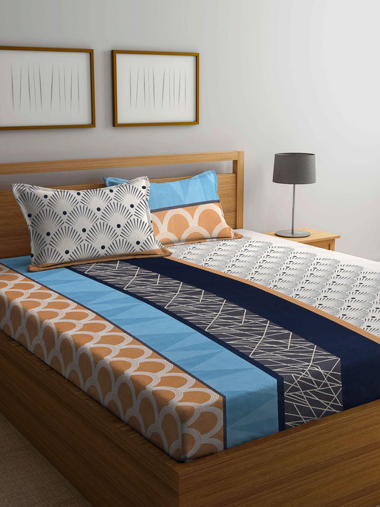 ARRABI® Super King Size Bedsheet with Two Pillow Covers (270 x 260 cm)