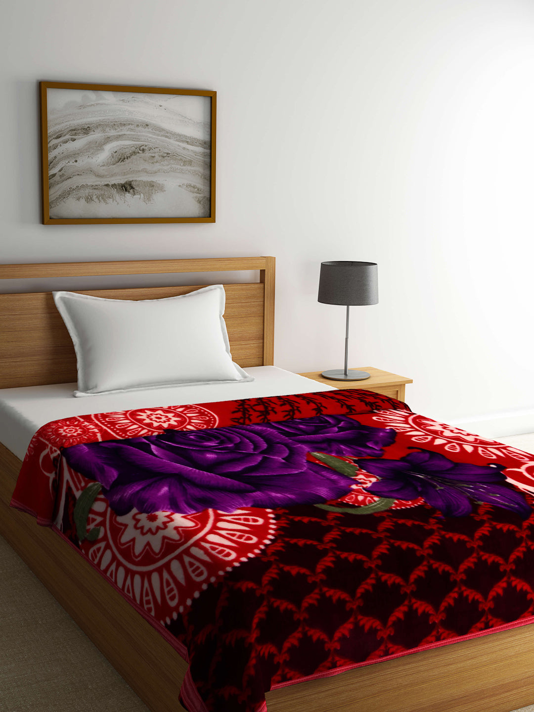 Arrabi Multi Floral Polyester 950 GSM Full Size Single Bed Blanket (215 X 150 cm)