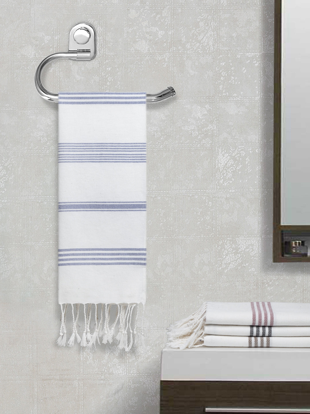 Arrabi Multi Solid Handwoven Cotton Hand Towel (Set of 4) (90 X 35 cm)